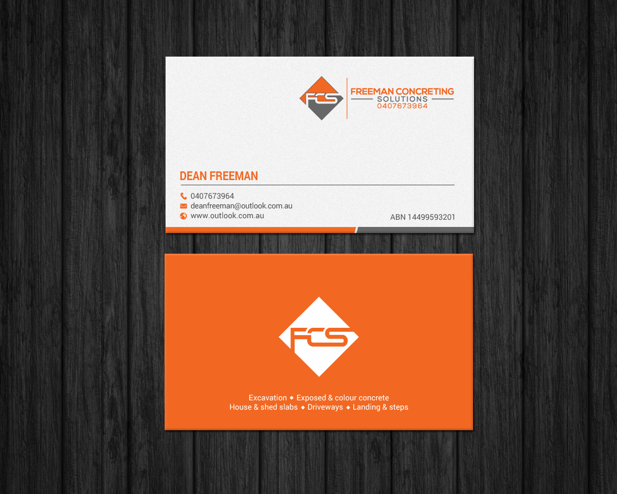 Diseño de Tarjeta de Presentación por chandrayaan.creative para Freeman concreting solutions | Diseño #19443336