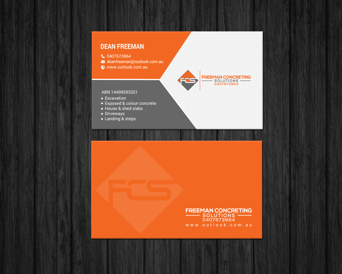 Business Card Design by chandrayaan.creative for Freeman concreting solutions | Design #19444626
