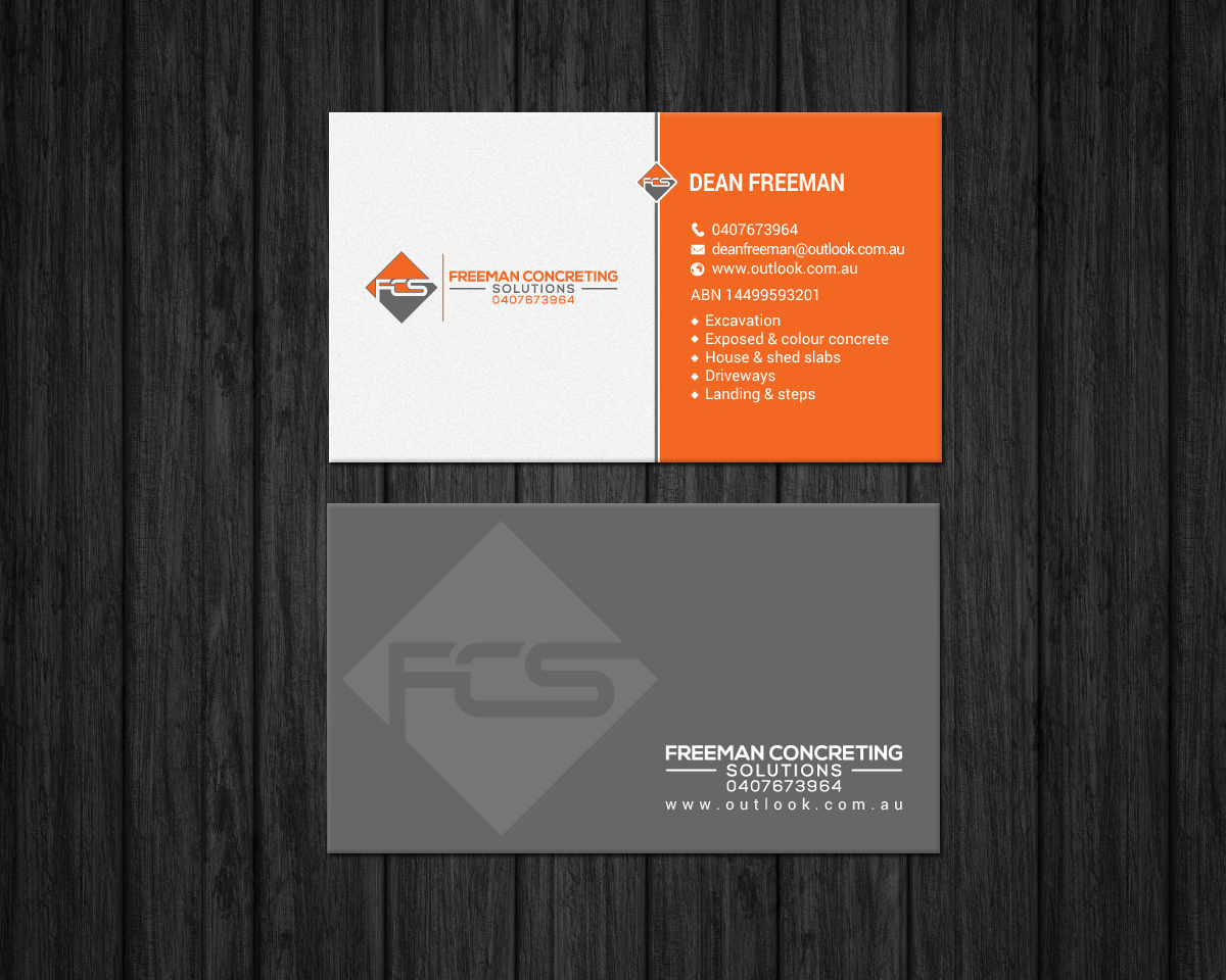 Business Card Design by chandrayaan.creative for Freeman concreting solutions | Design #19444634