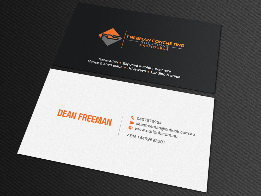 Business Card Design by chandrayaan.creative for Freeman concreting solutions | Design #19446660
