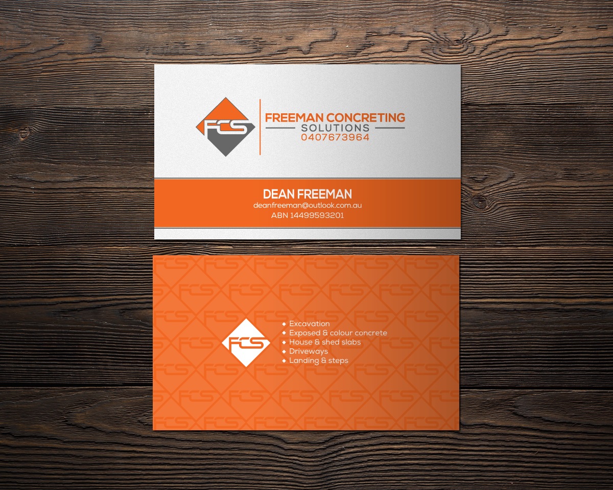 Diseño de Tarjeta de Presentación por chandrayaan.creative para Freeman concreting solutions | Diseño #19446709