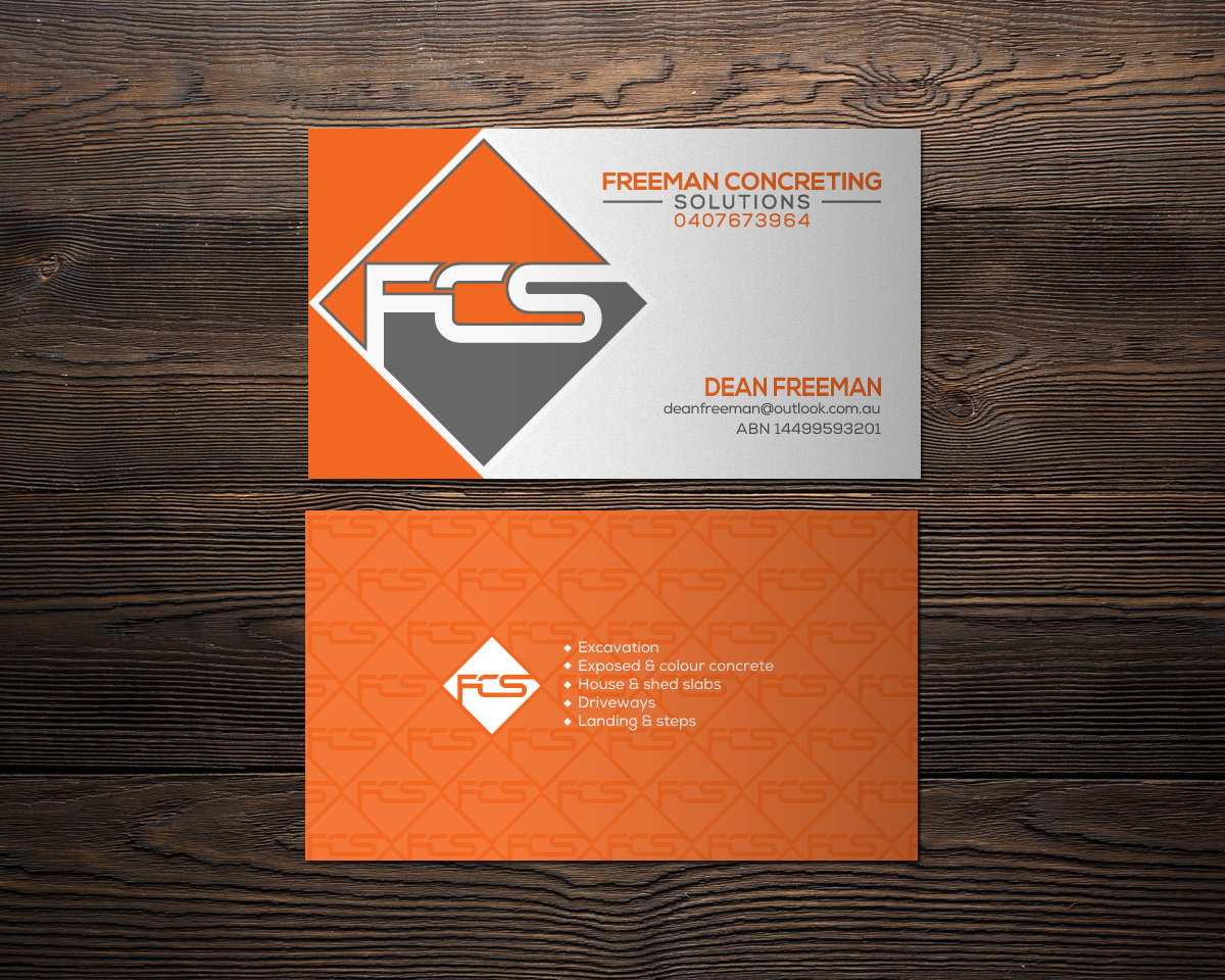Diseño de Tarjeta de Presentación por chandrayaan.creative para Freeman concreting solutions | Diseño #19446723