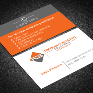 Design de Carte de Visite par Mungbejotok pour Freeman concreting solutions | Design : #19490757
