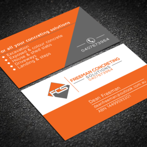 Design de Carte de Visite par Mungbejotok pour Freeman concreting solutions | Design : #19490758