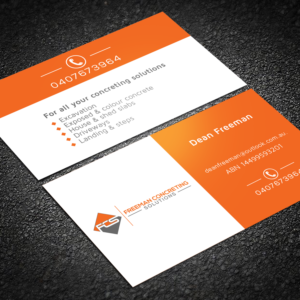 Design de Carte de Visite par Mungbejotok pour Freeman concreting solutions | Design : #19494027