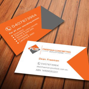 Design de Carte de Visite par Mungbejotok pour Freeman concreting solutions | Design : #19498105