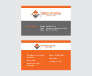 Diseño de Tarjeta de Presentación por Daniel 21 para Freeman concreting solutions | Diseño: #19489839