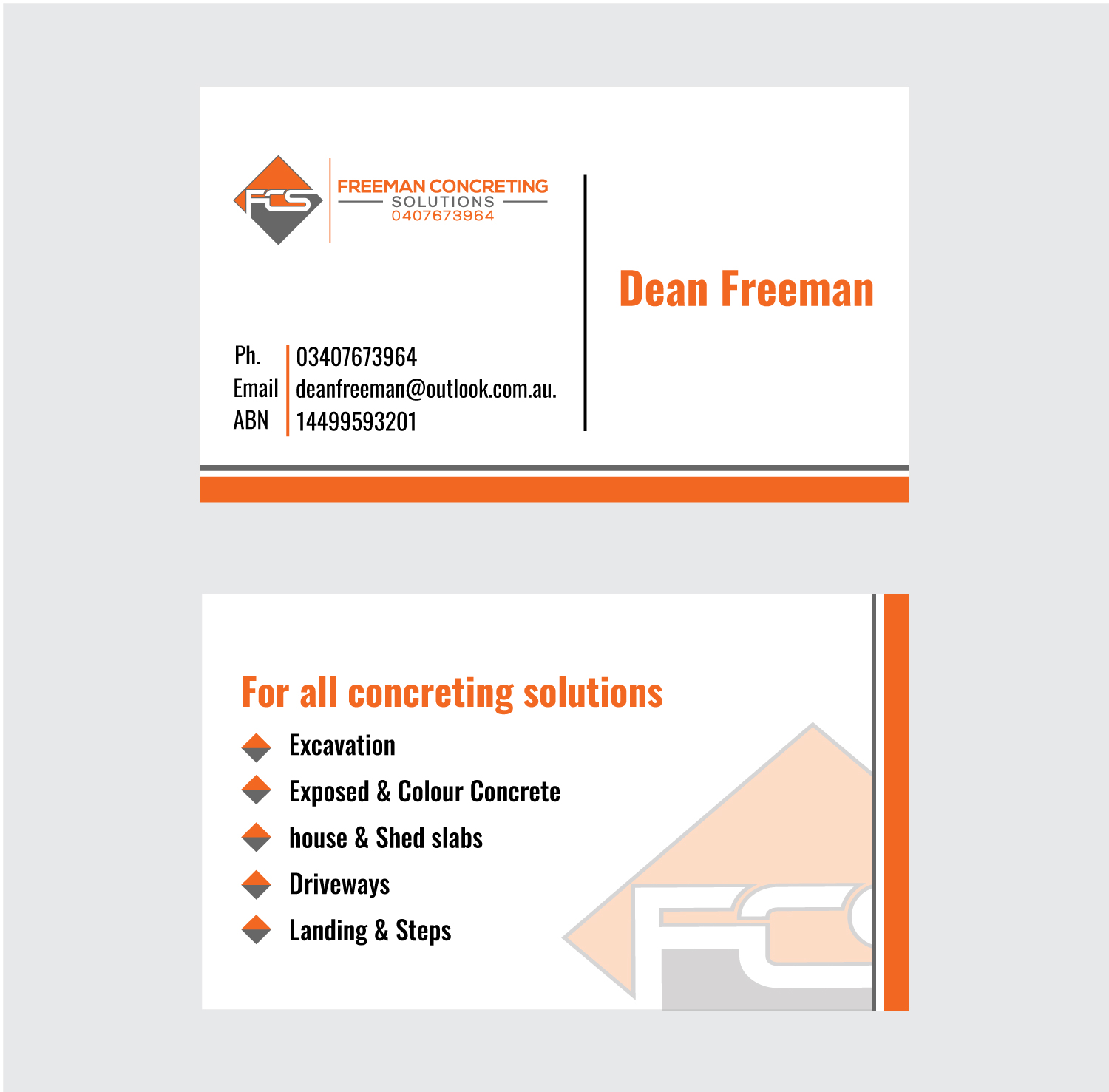 Visitenkarten-Design von ahsansdk für Freeman concreting solutions | Design #19470852