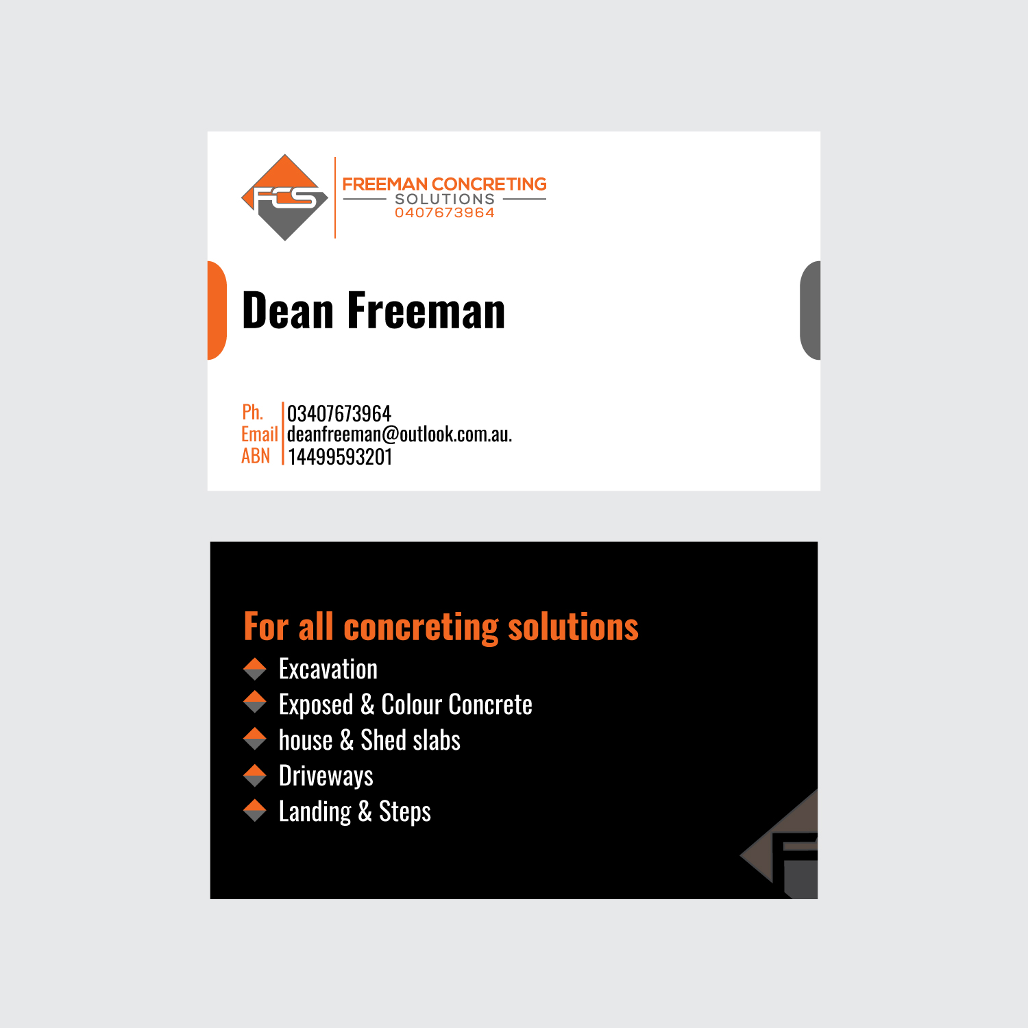 Diseño de Tarjeta de Presentación por ahsansdk para Freeman concreting solutions | Diseño #19480770