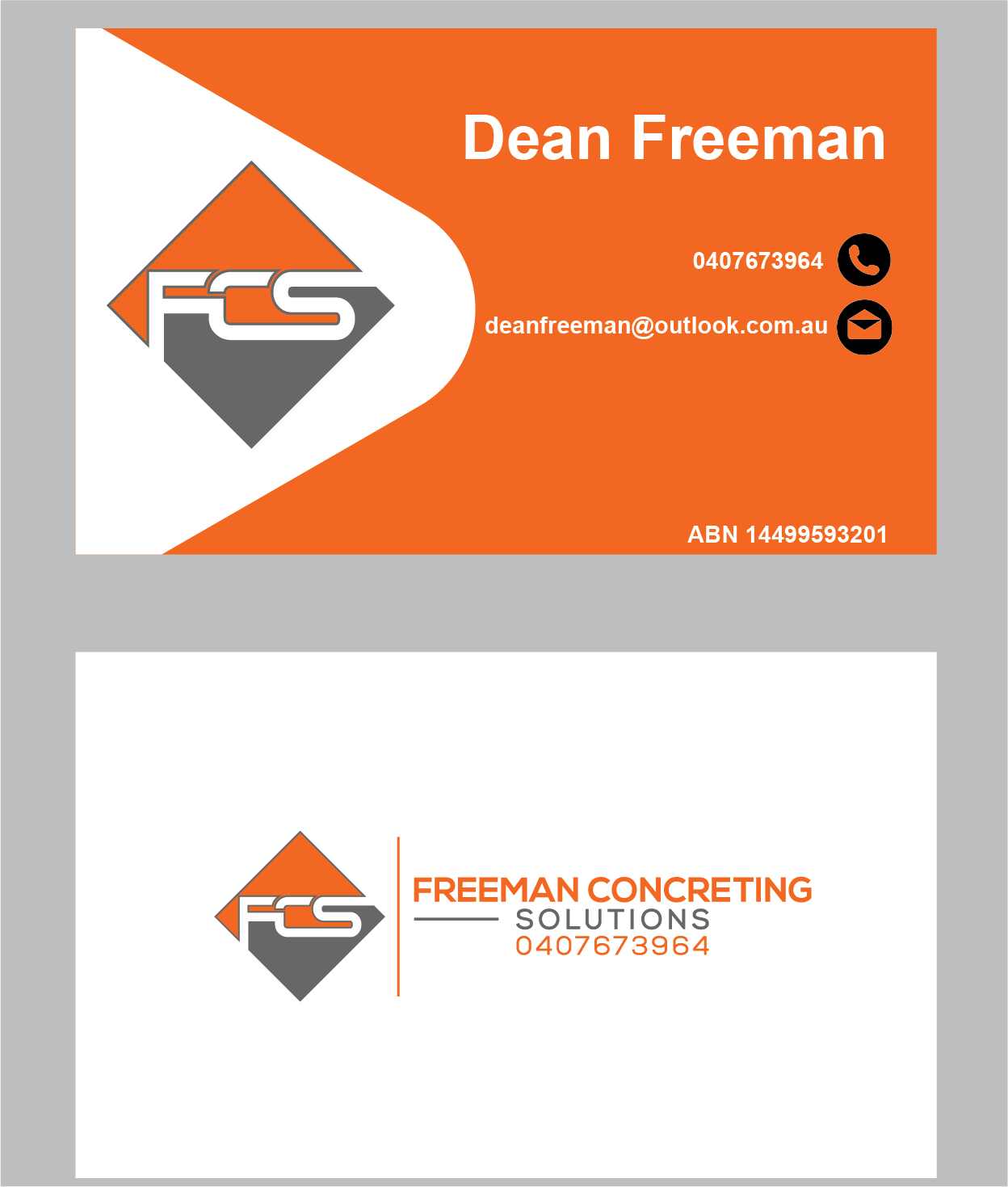 Business Card Design by IrisKim for Freeman concreting solutions | Design #19441020