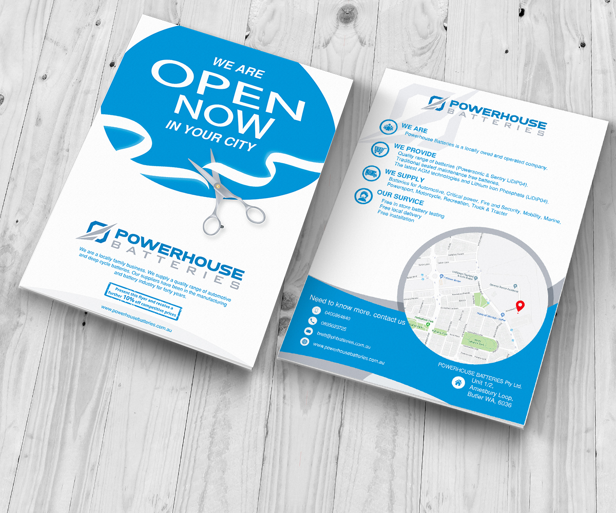 Design de Flyer par JanuXart pour Powerhouse Batteries Pty Ltd | Design #19708857
