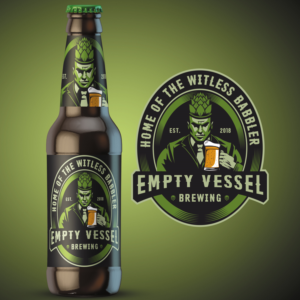 ‘Empty Vessel Brewing’ with the by-line ‘Home of the witless babbler’ | Diseño de Logo por ART DEPOT