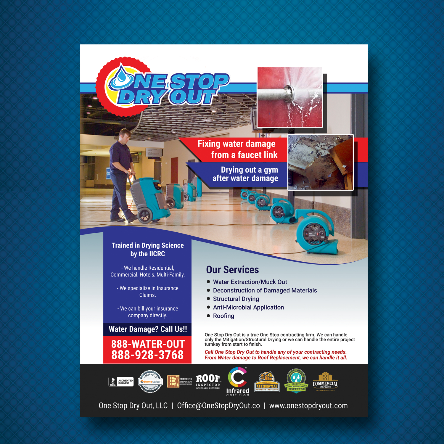 Flyer Design by uk for One Stop Dry Out, LLC | Design #19419071