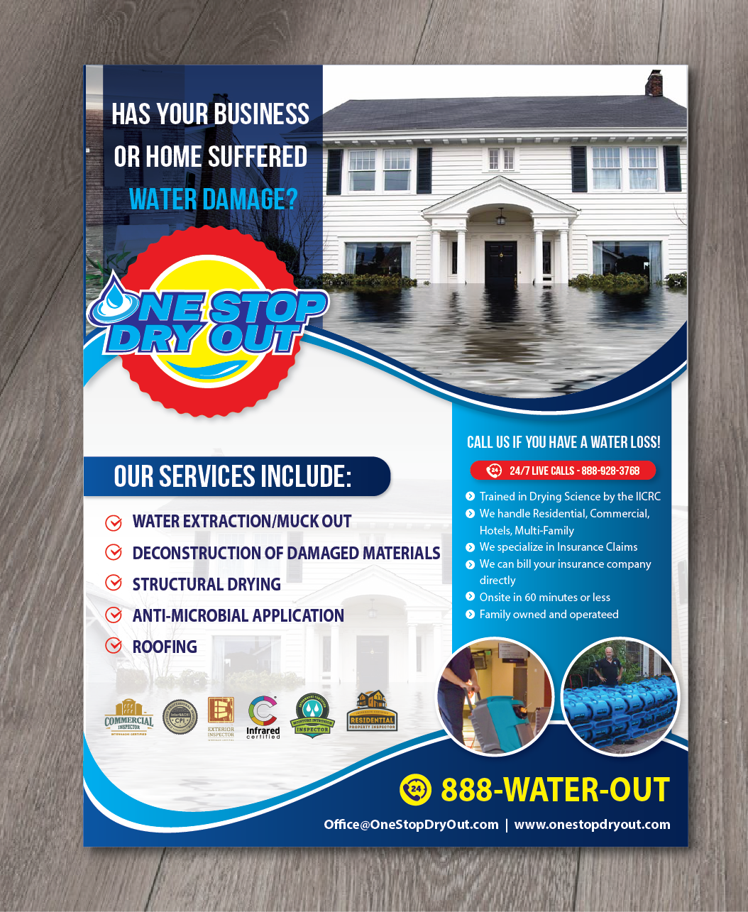 Flyer Design by alex989 for One Stop Dry Out, LLC | Design #19418571