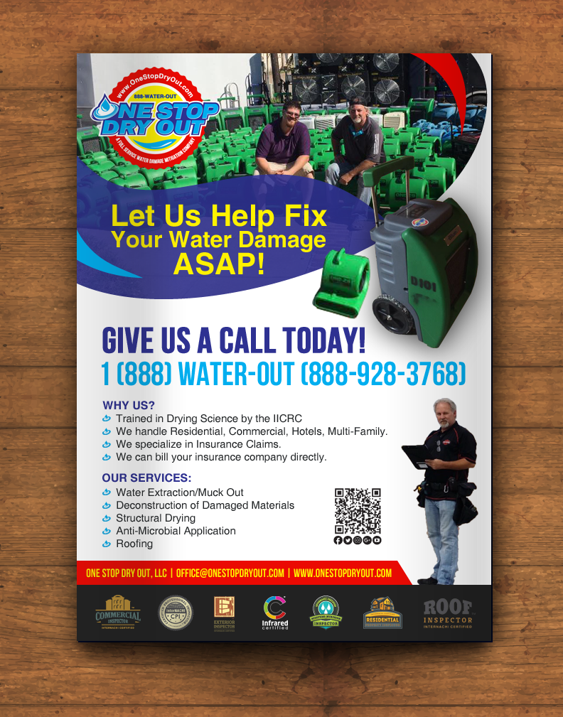 Flyer Design by chandrayaan.creative for One Stop Dry Out, LLC | Design #19407663
