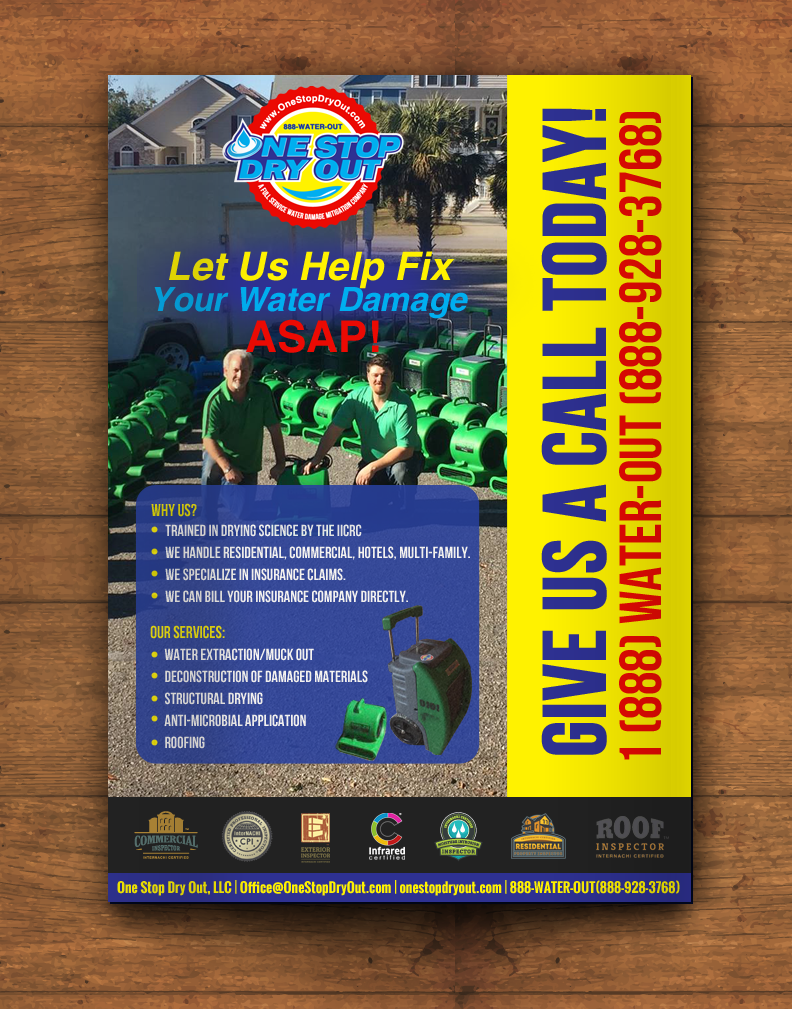 Flyer Design by chandrayaan.creative for One Stop Dry Out, LLC | Design #19407678