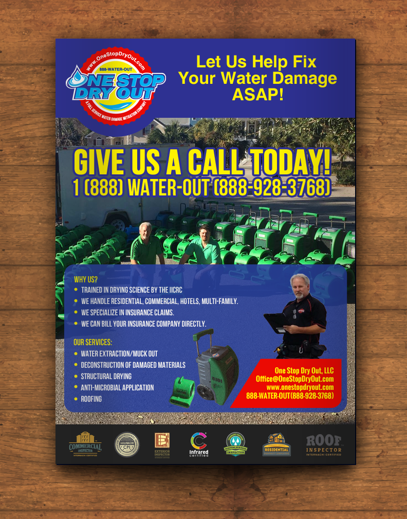 Flyer Design by chandrayaan.creative for One Stop Dry Out, LLC | Design #19407680