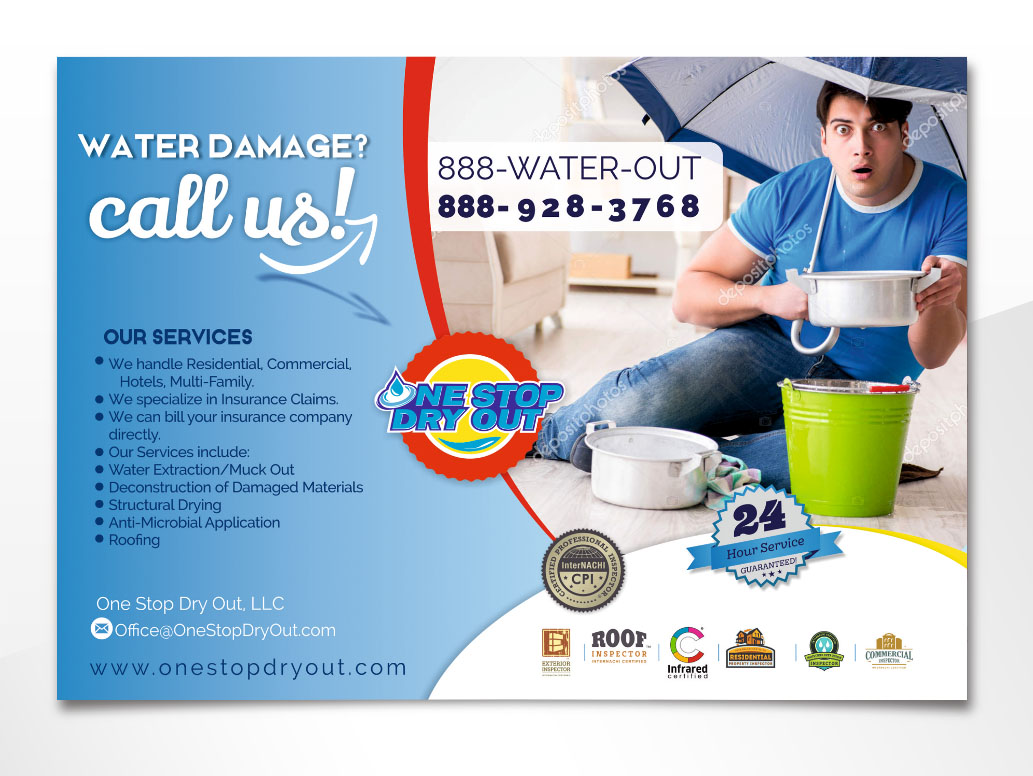 Flyer Design by angelcolmenares3 for One Stop Dry Out, LLC | Design #19480331