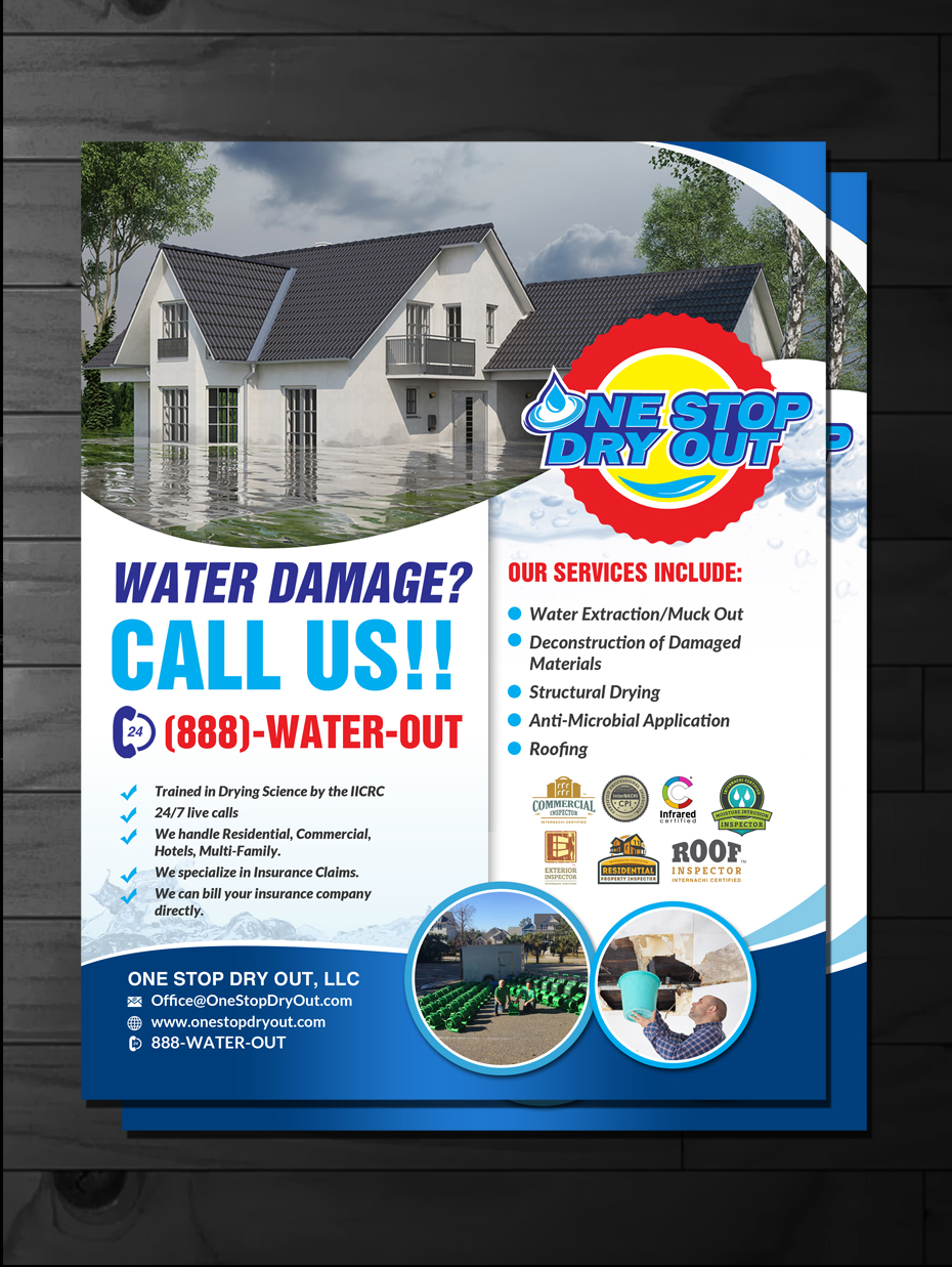 Flyer Design by innovative earth for One Stop Dry Out, LLC | Design #19850631