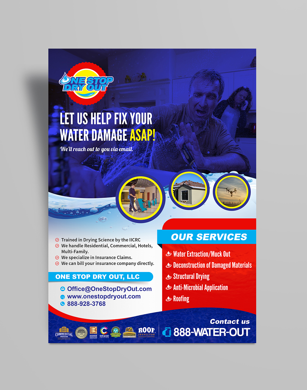 Flyer Design by SAI DESIGNS for One Stop Dry Out, LLC | Design #19410579