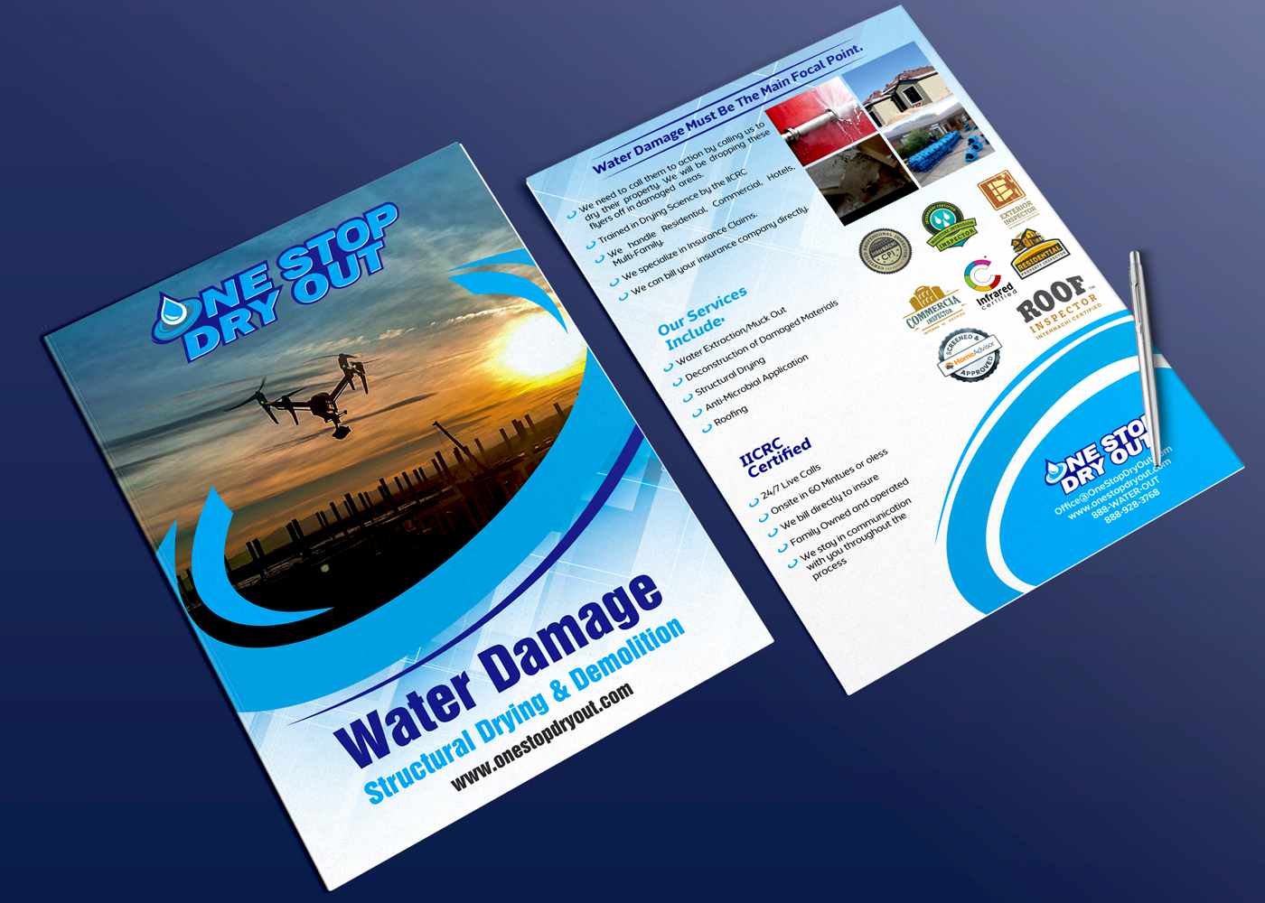 Diseño de Flyer por Fusionex Studio para One Stop Dry Out, LLC | Diseño #19409101