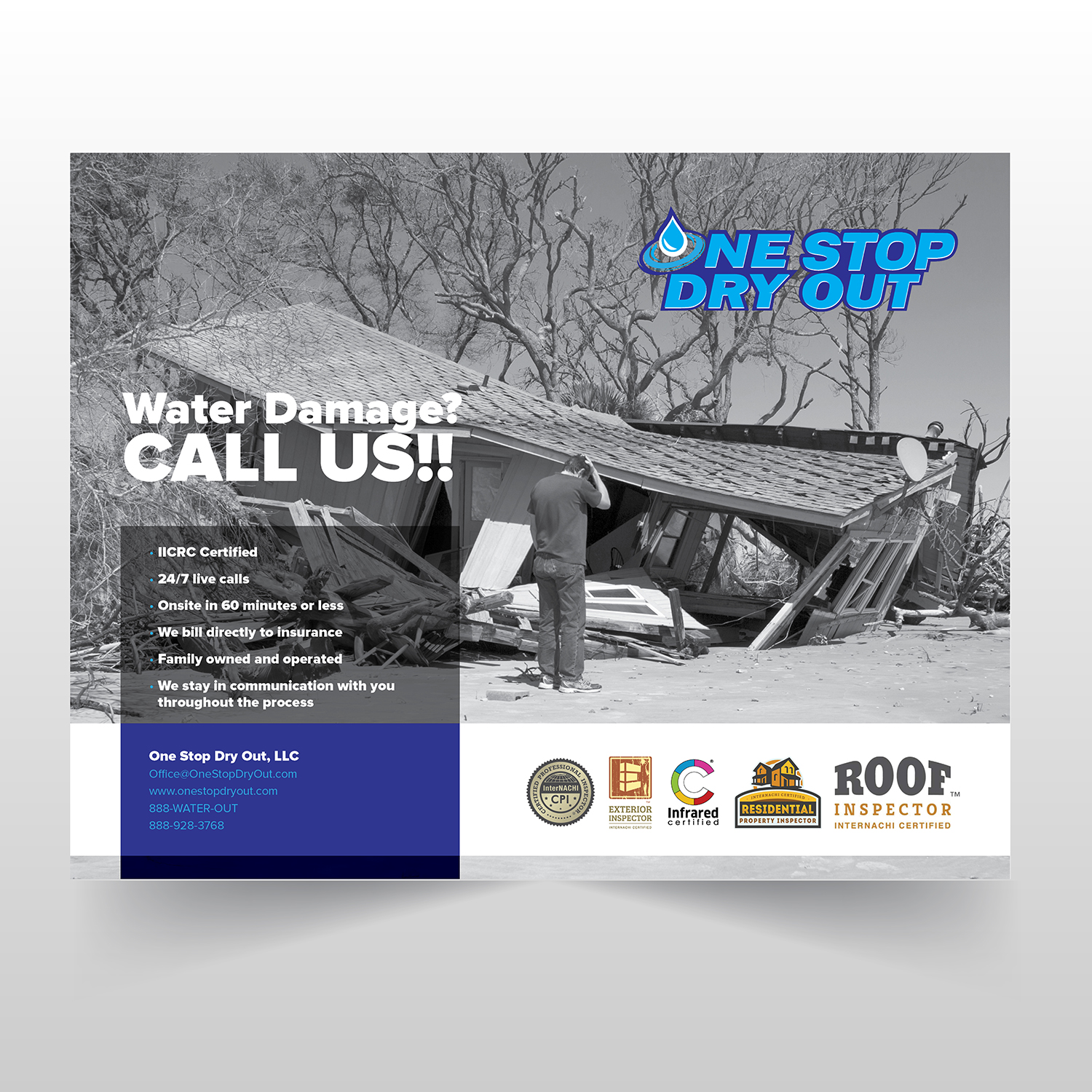 Design de Flyer par banedsgn pour One Stop Dry Out, LLC | Design #19468529
