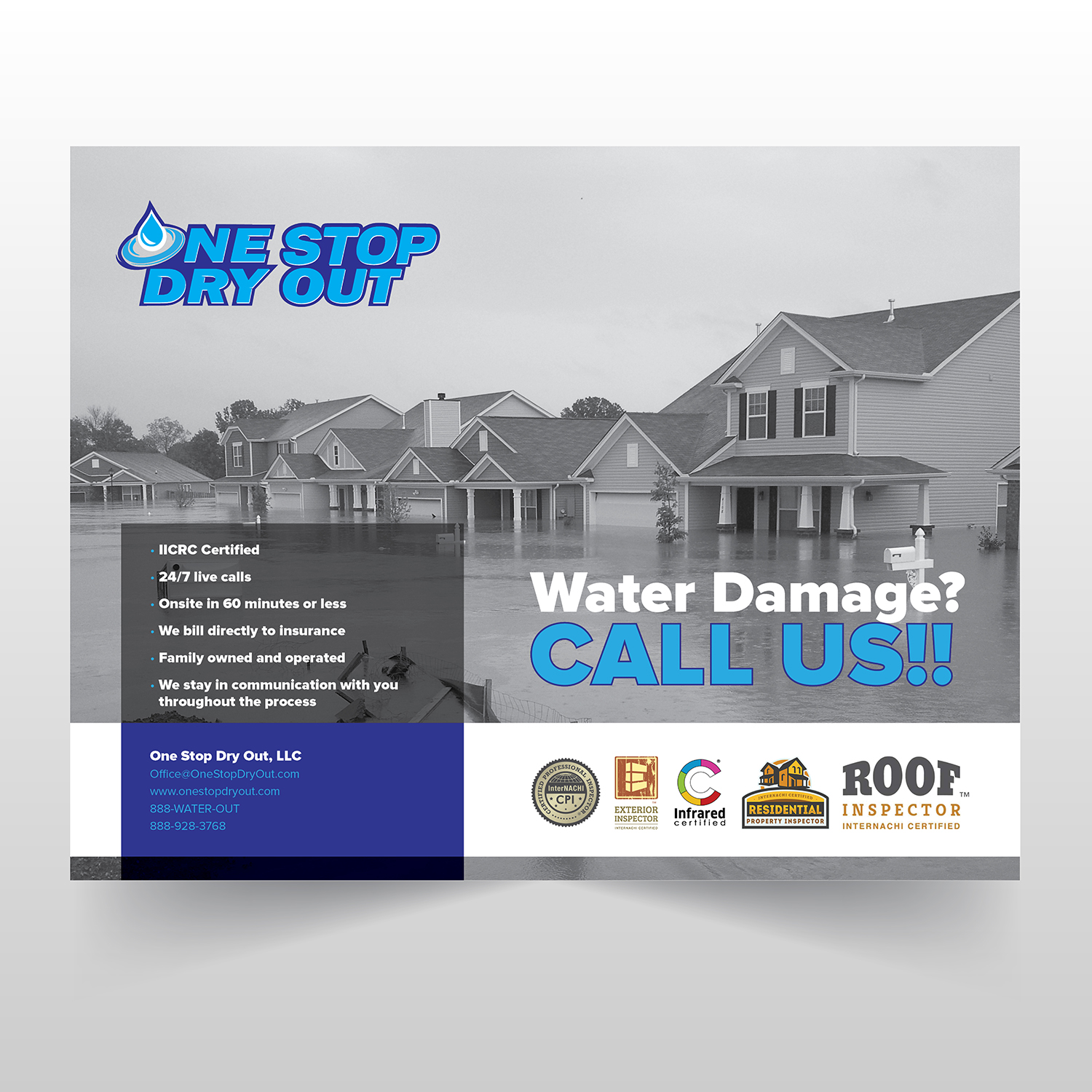 Diseño de Flyer por banedsgn para One Stop Dry Out, LLC | Diseño #19468530
