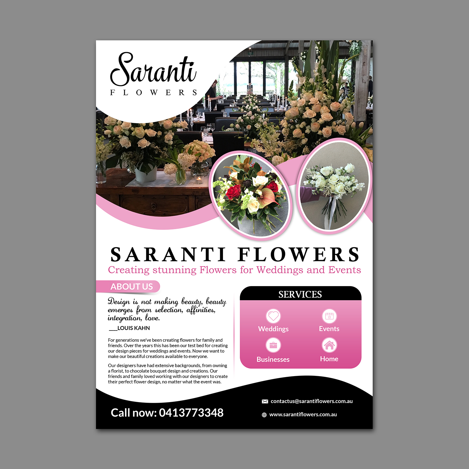 Flyer Design by aspiremedia for Saranti Flowers | Design #19440286