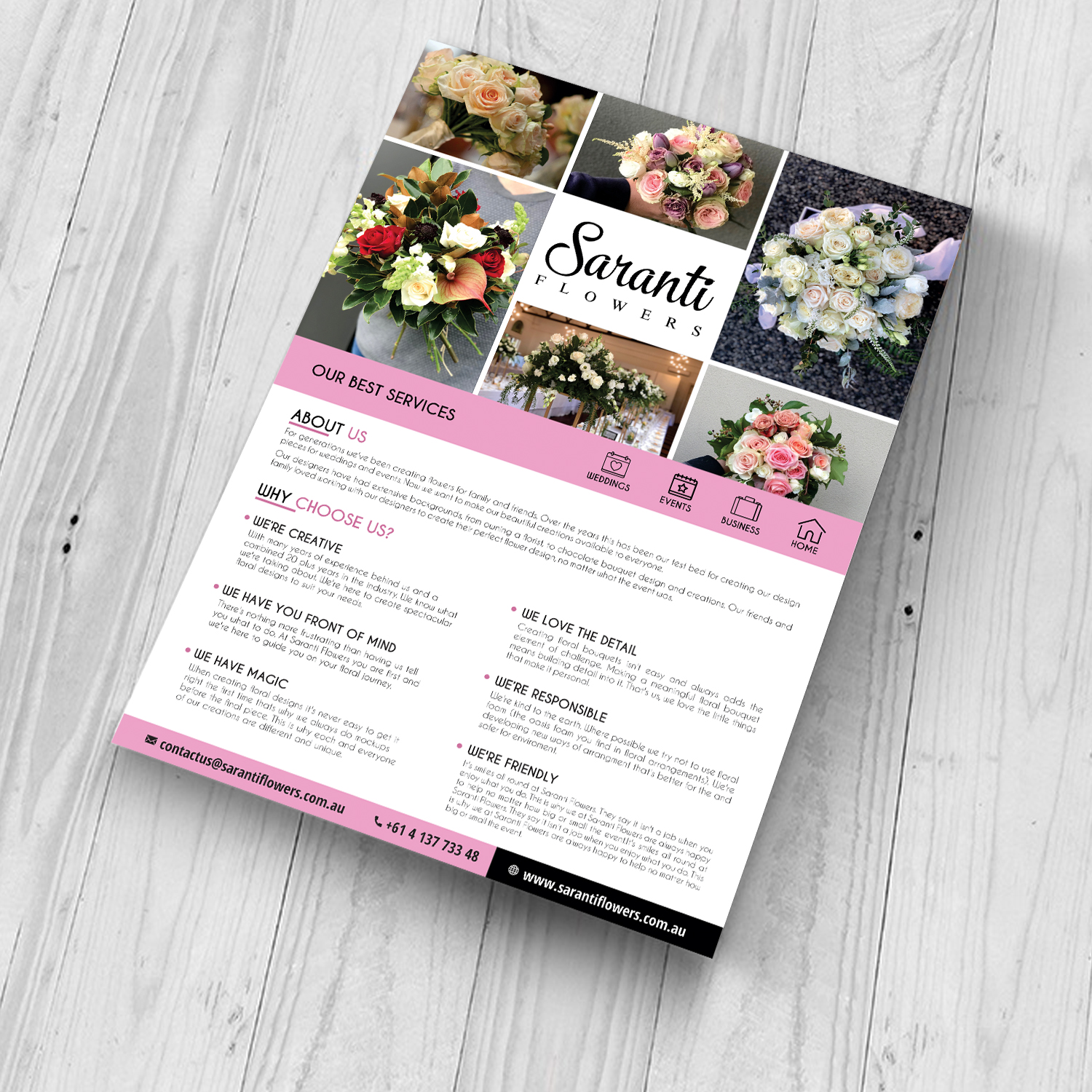 Feminine, Upmarket, Florist Flyer Design for Saranti Flowers by ...