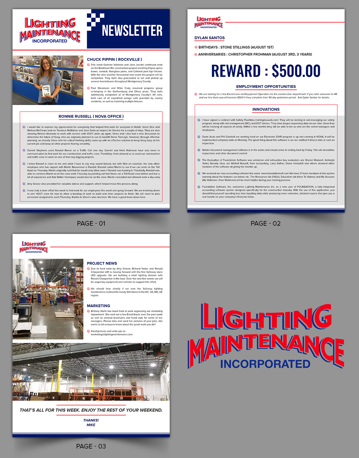 Newsletter Design by SAI DESIGNS for Lighting Maintenance Inc | Design #19483757