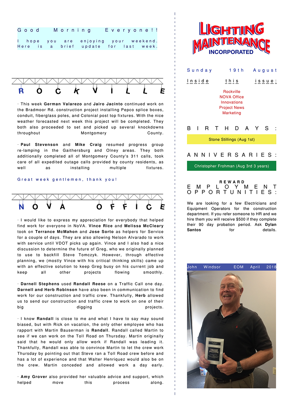 Diseño de Newsletter por ivs rae para Lighting Maintenance Inc | Diseño #19463257