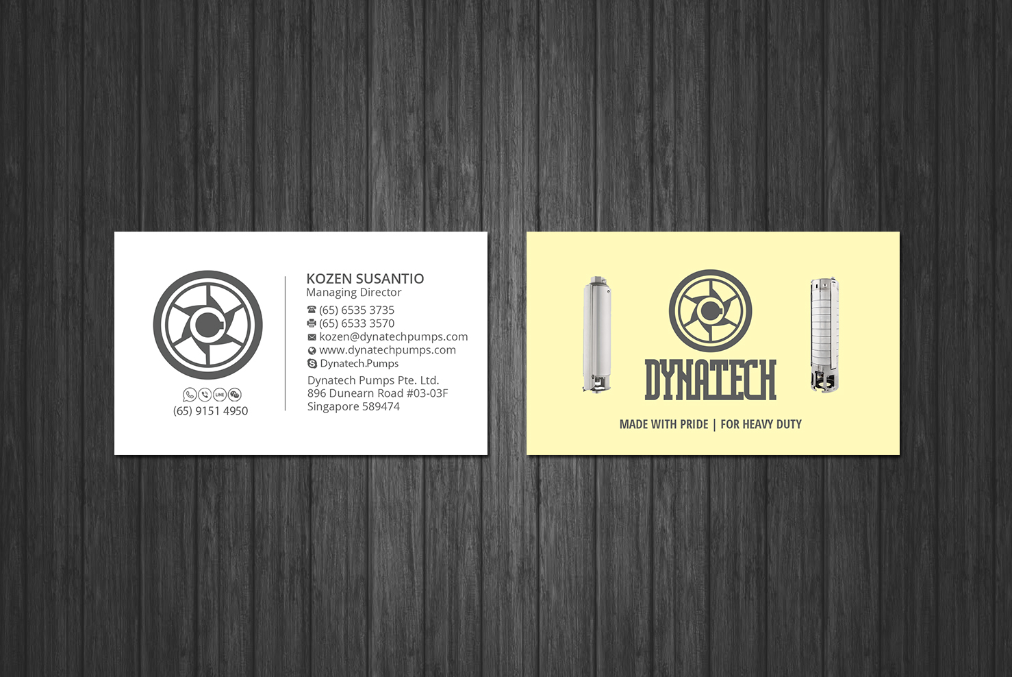 Business Card Design by Creations Box 2015 for Dynatech Pumps | Design #19464584