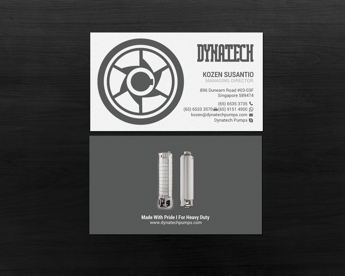 Business Card Design by chandrayaan.creative for Dynatech Pumps | Design #19455213