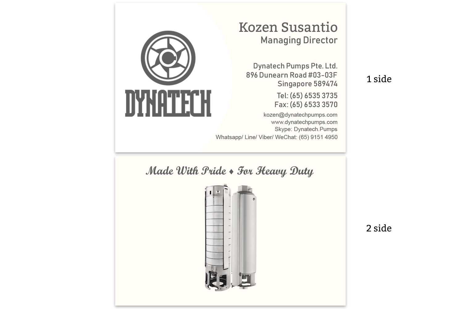 Visitenkarten-Design von Yuri P für Dynatech Pumps | Design #19477653