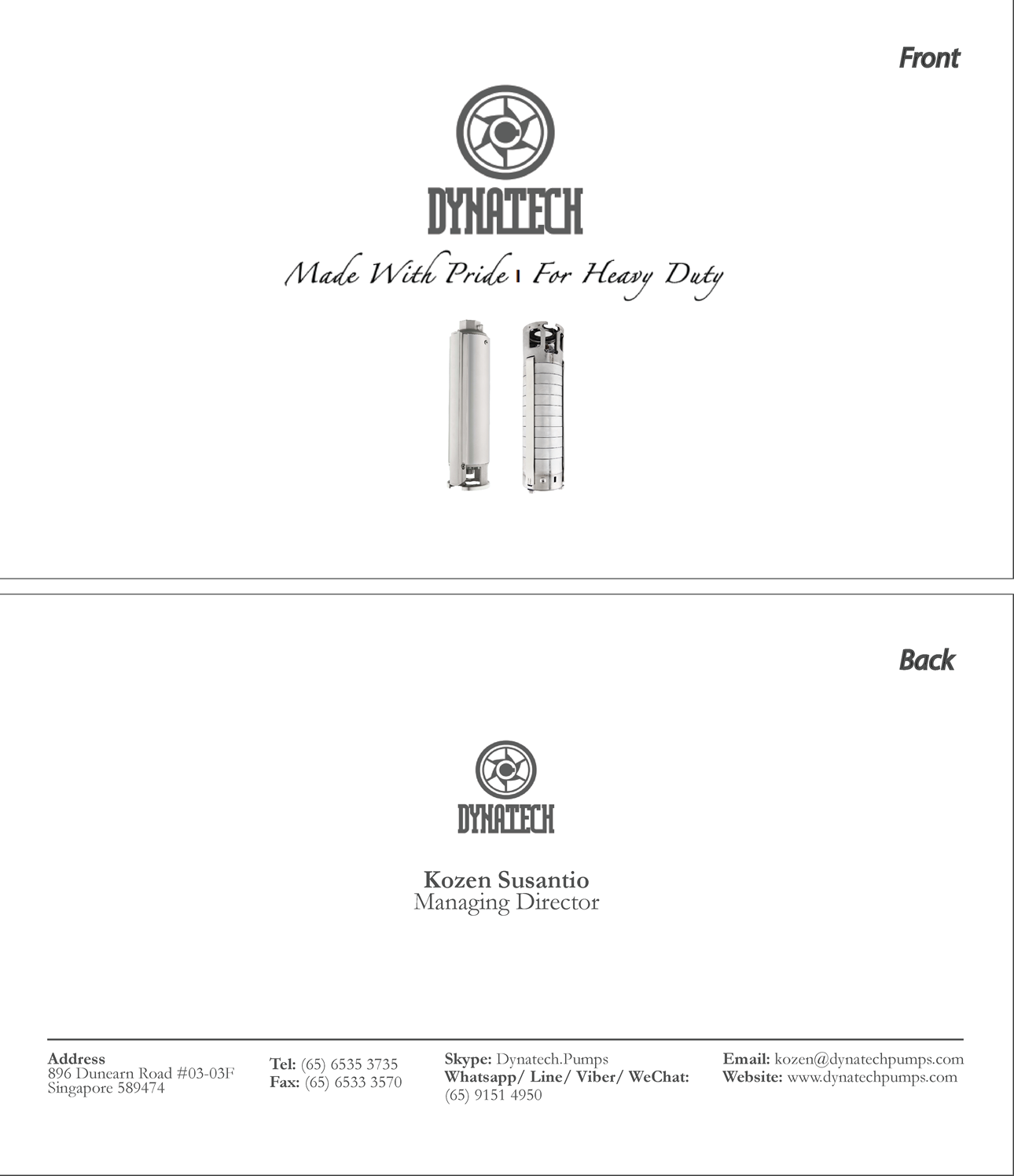 Business Card Design by EseNolla for Dynatech Pumps | Design #19453698