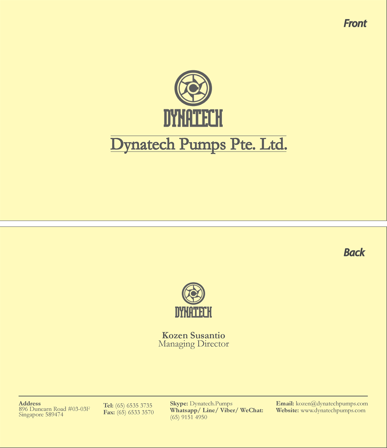 Visitenkarten-Design von EseNolla für Dynatech Pumps | Design #19453699