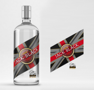 Front label for Gin bottle - Union Jack Black Gin | Label Design by SAI DESIGNS