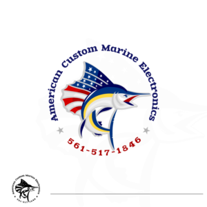 American Custom Marine Electronics (over top) 561-517-1846 (under bottom) (both curved forming circle around logo) | Logo-Design von YOS