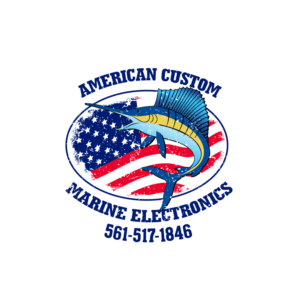 American Custom Marine Electronics (over top) 561-517-1846 (under bottom) (both curved forming circle around logo) | Logo-Design von borzoid
