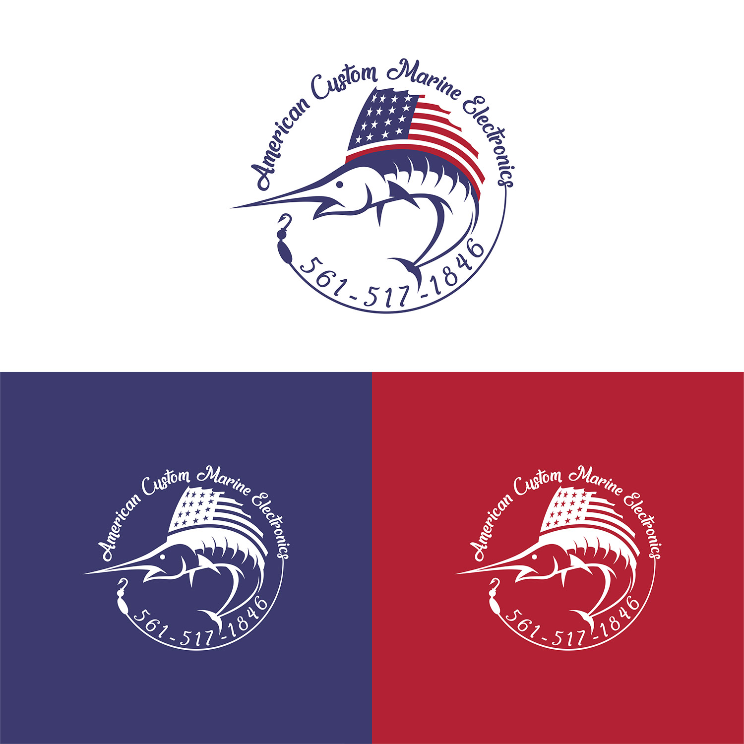 Logo Design by SGS.Design for American Custom Marine Electronics  | Design #19464458