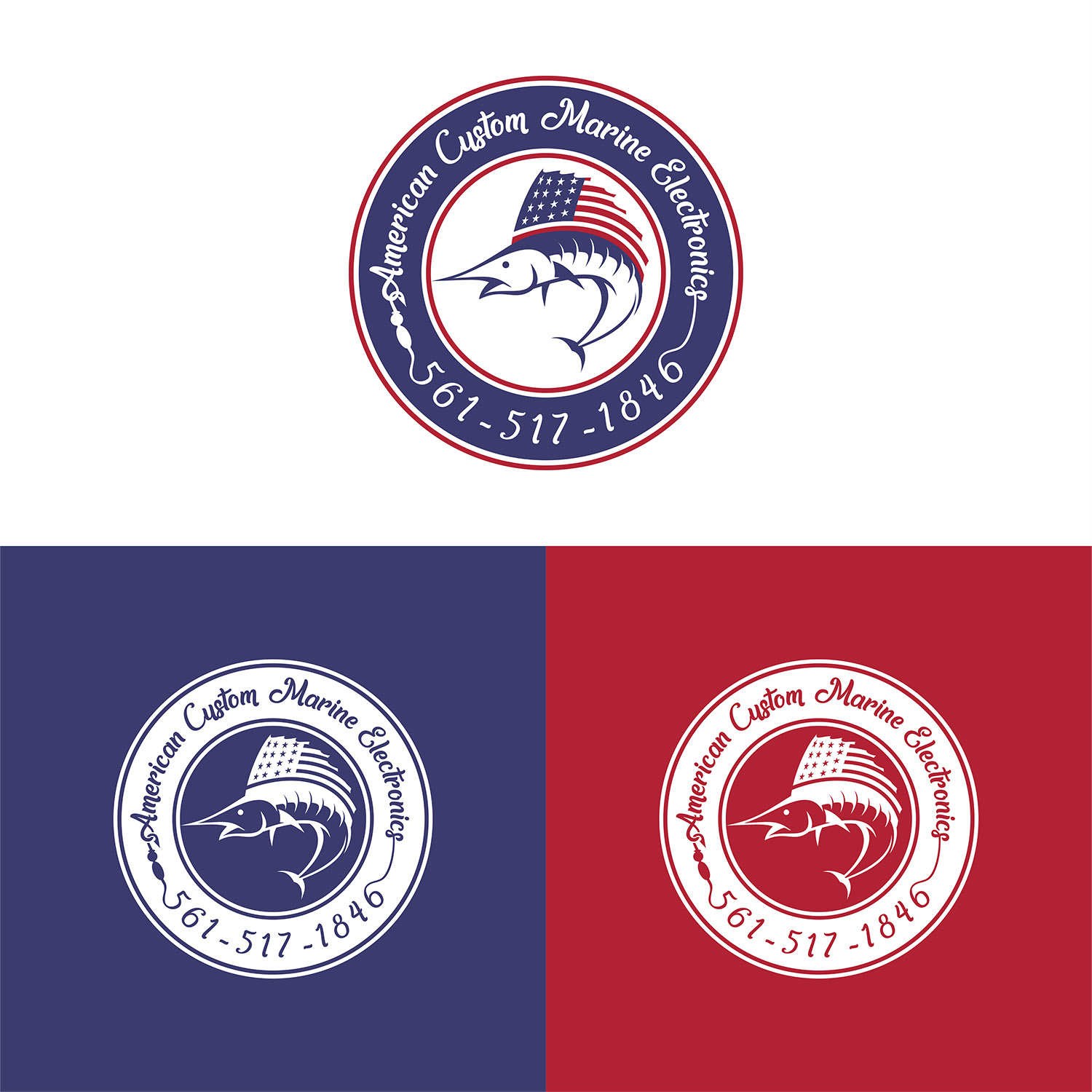 Logo Design by SGS.Design for American Custom Marine Electronics  | Design #19464898