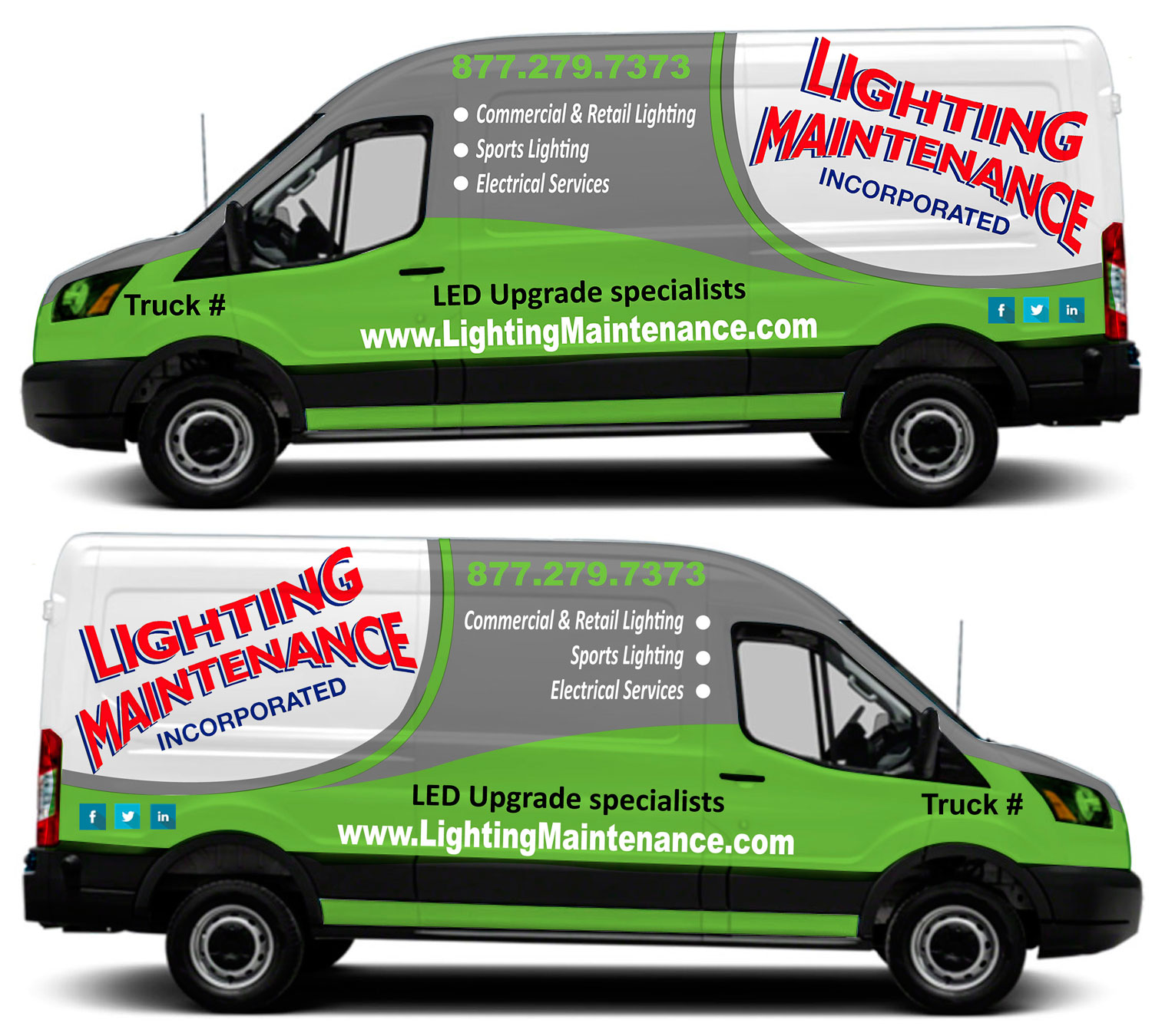 Diseño de Rotulación de Vehículo por The Faisal para Lighting Maintenance Inc | Diseño #19478973