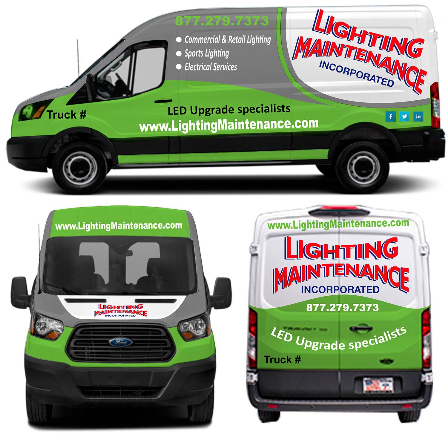 Diseño de Rotulación de Vehículo por The Faisal para Lighting Maintenance Inc | Diseño #19479001