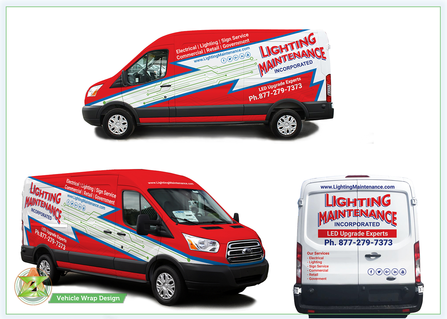 Diseño de Rotulación de Vehículo por Azhoeck para Lighting Maintenance Inc | Diseño #19494929