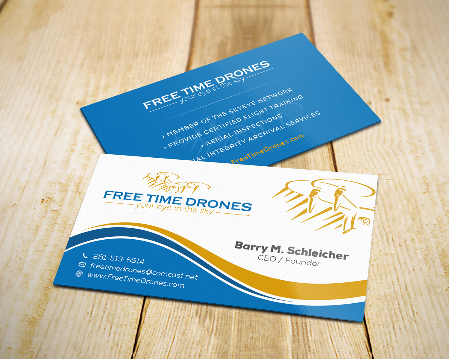 Business Card Design by Tilt for Free Time Drones | Design #19475524