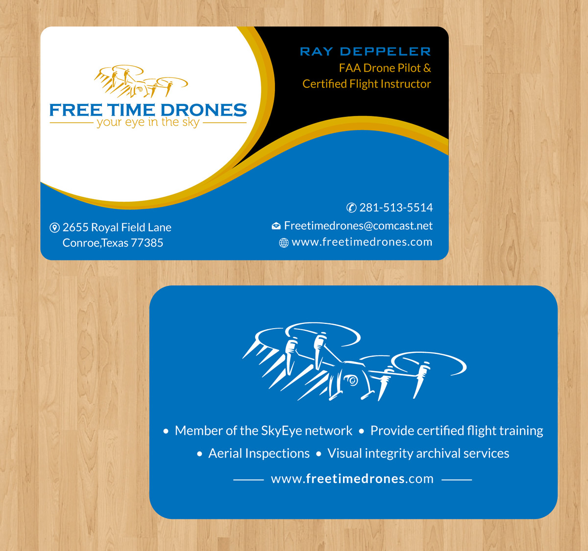 Business Card Design by Infinitive Technology for Free Time Drones | Design #19527172
