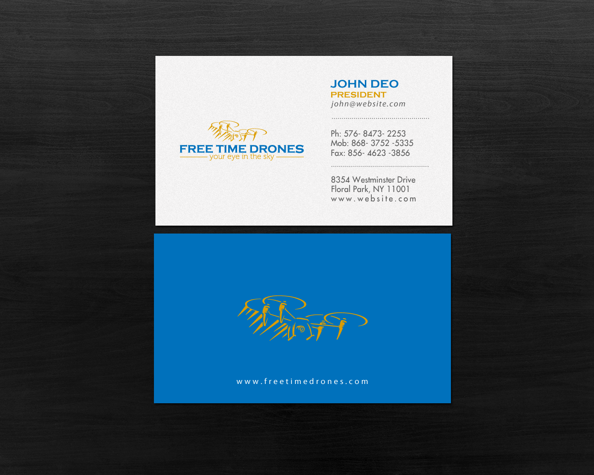 Business Card Design by Brand aid for Free Time Drones | Design #19491771