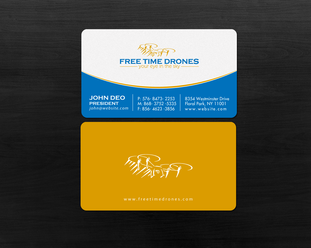 Business Card Design by Brand aid for Free Time Drones | Design #19491774