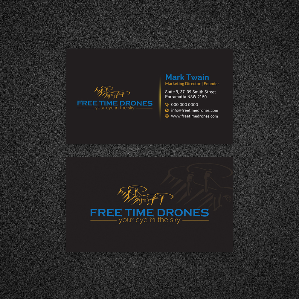 Business Card Design by Bold Pixels for Free Time Drones | Design #19521811