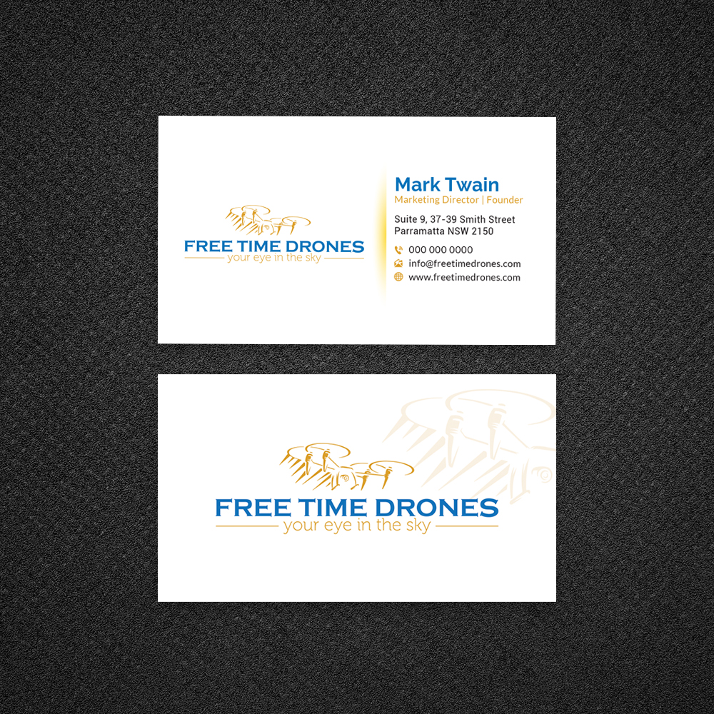 Business Card Design by Bold Pixels for Free Time Drones | Design #19521831